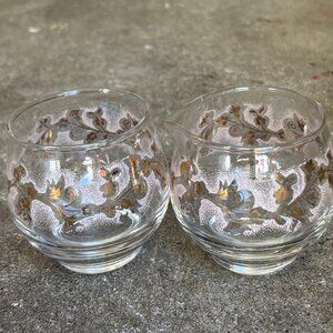 Libbey 1950's Pink Duchess Vintage Glass Creamer/Sugar Bowl-Gold Floral-Like New